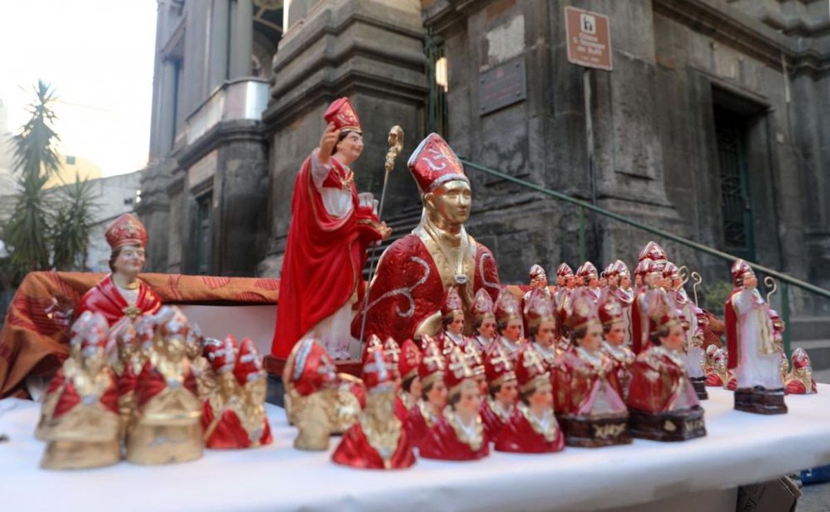 Hand painted clay figurines of the patron saint San Gennaro are displayed on the streets of downtown Naples during the annual Festa di San Gennaro in Naples, Italy, Sept. 19, 2022. Personnel assigned to various tenant commands from U.S. Naval Support Activity (NSA) Naples, locals, and visitors from around the world attended the 2022 celebration in downtown Naples with a religious procession, live music and authentic Italian street food highlighting the festivities.