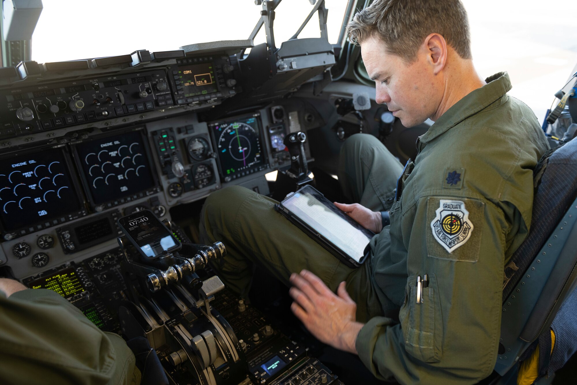 U.S. Air Force Lt. Col. Michael Talley, 301st Airlift Squadron pilot, conducts preflight operations at Travis Air Force Base, California, Sept. 23, 2022. A Reserve aircrew from the 301st AS performed a three-day mission Sept. 23 – 25, to move humanitarian cargo to Haiti. Through the Denton Program, three school buses donated from San Diego Unified School District were transported from March Air Reserve Base, California, to Haiti. (U.S. Air Force photo by Senior Airman Jonathon Carnell)