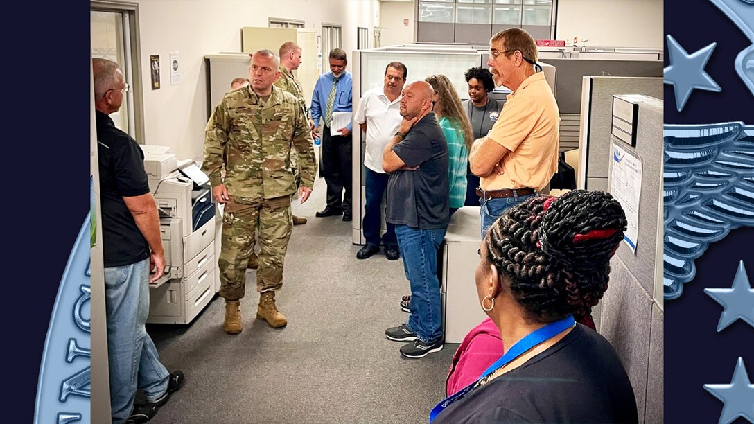 DLA Aviation commander checks out warfighter support at DLA Aviation at Warner Robins.