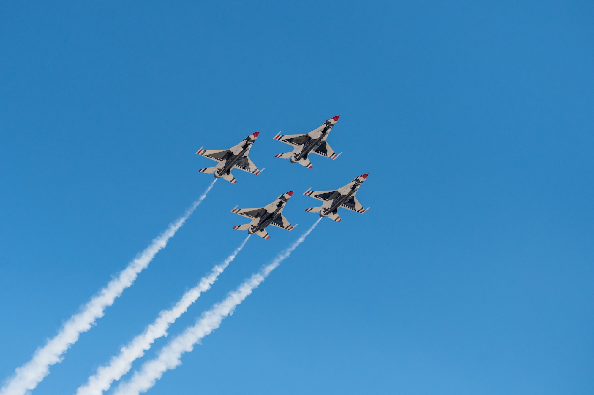 The United States Air Force Air Demonstration Squadron, known as the Thunderbirds, perform during the Frontiers in Flight Open House and Air Show at McConnell Air Force Base, Kansas, Sept. 24, 2022.