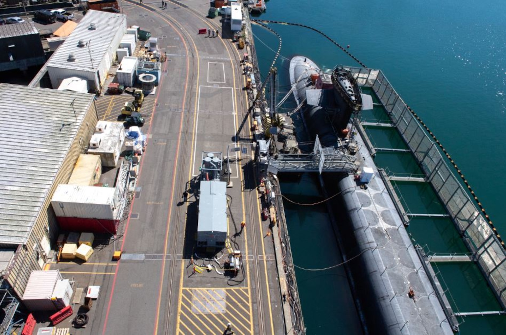 USS Alabama (SSBN 731) docked on Naval Base Kitsap’s Delta Pier.