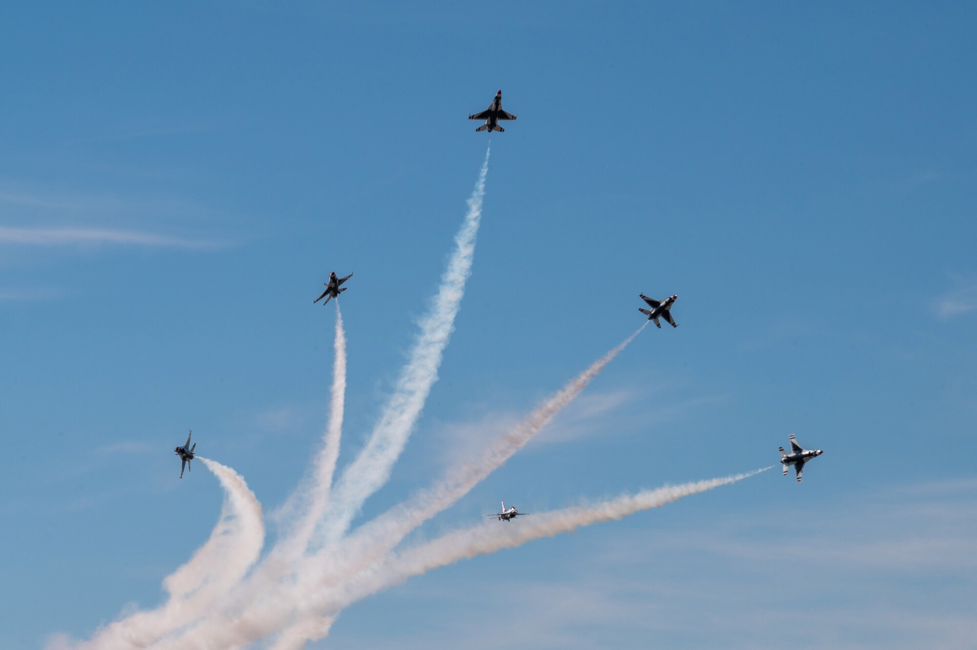 Jets fly overhead.