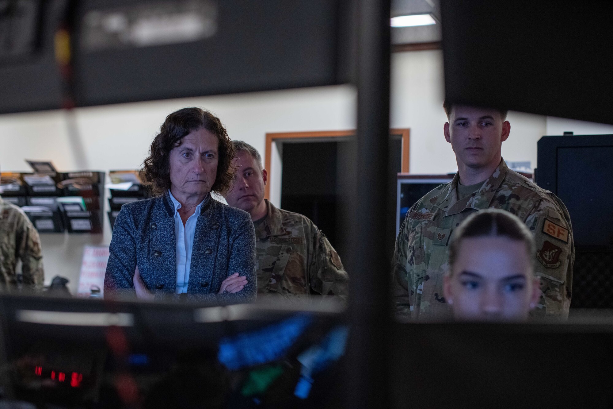 Doctor watches a drone-disarming software.
