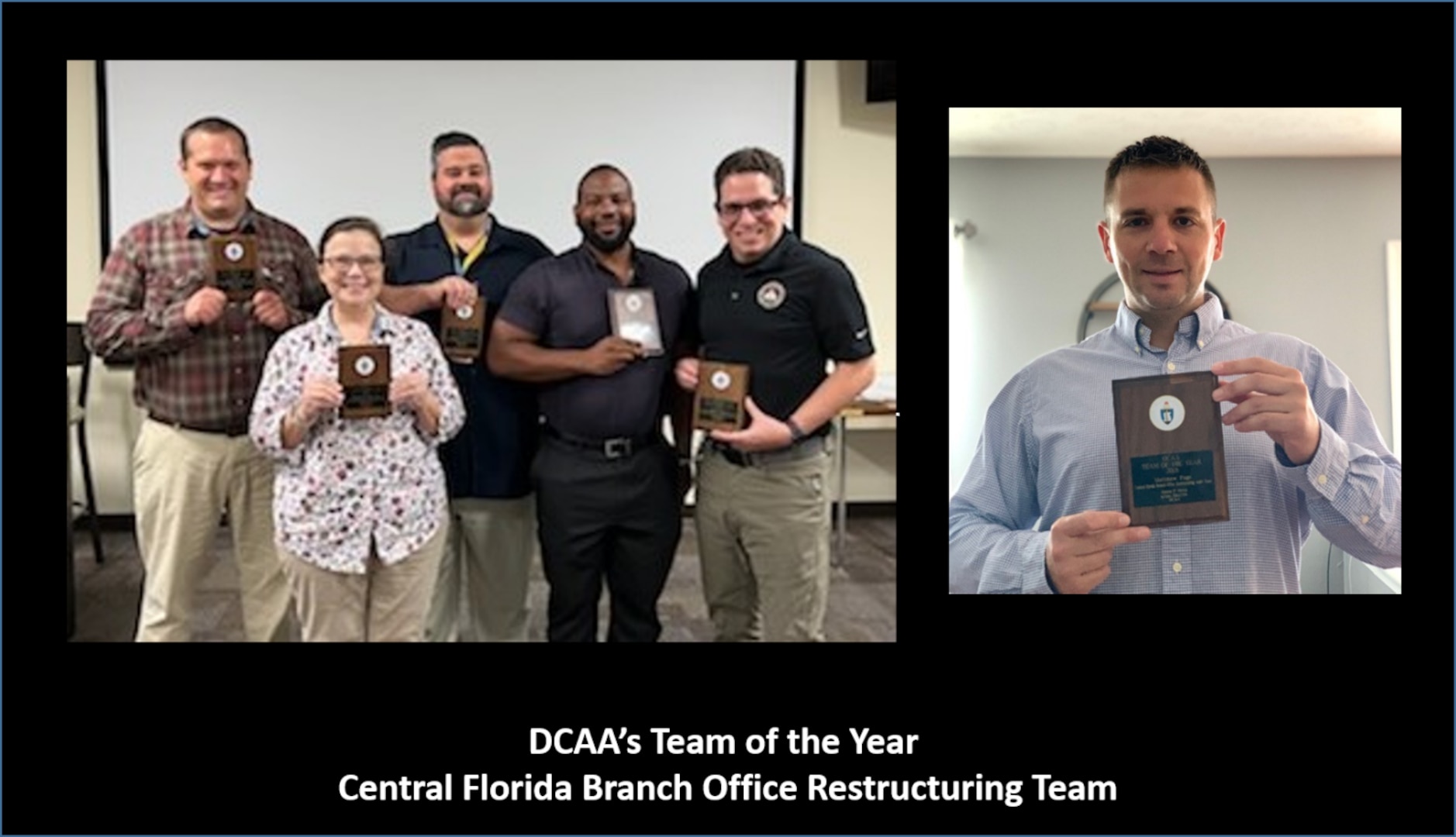 six individuals holding awards