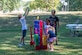 Children playing yard games.