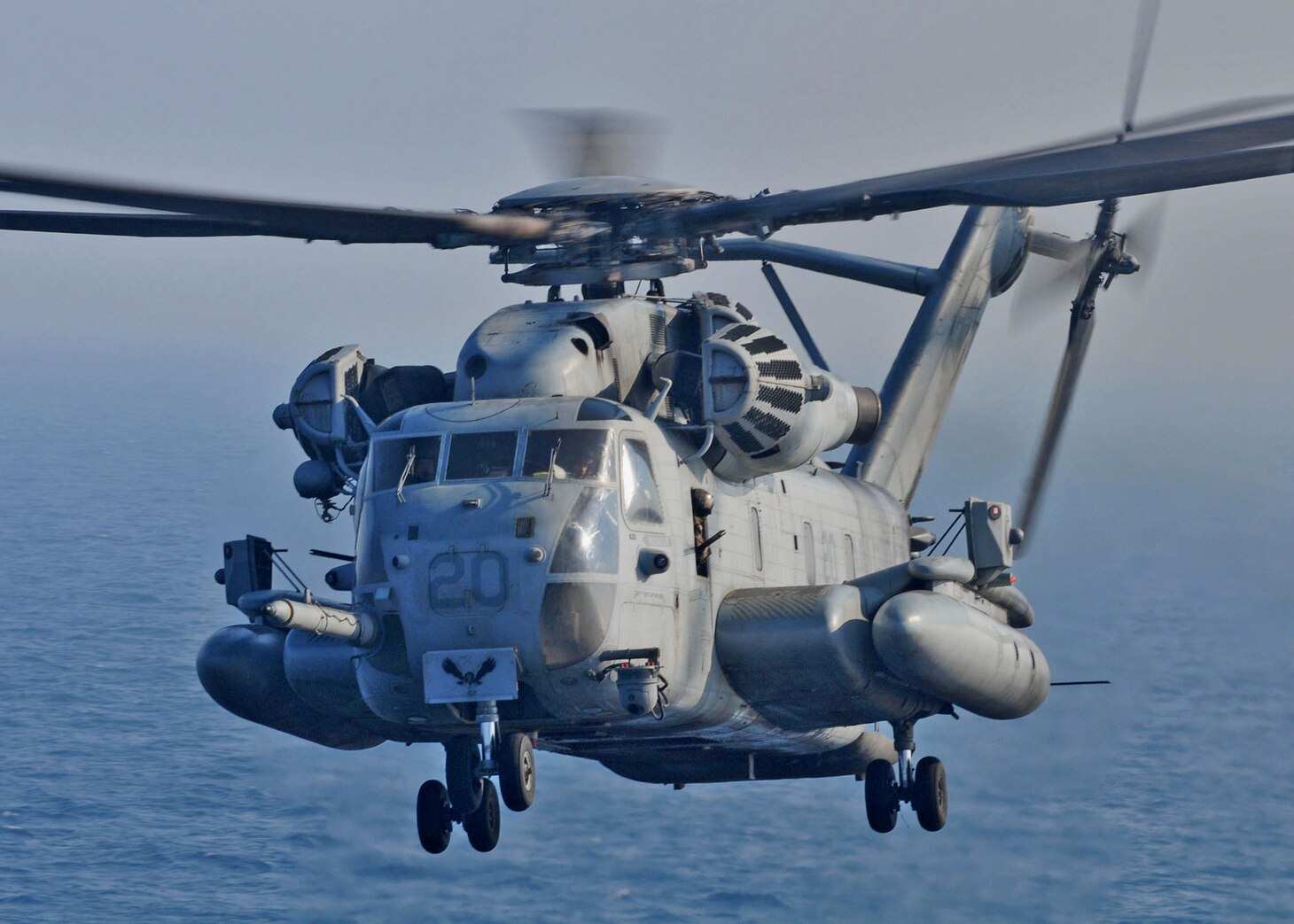 A CH-53 Super Stallion helicopter from Marine Medium Tiltrotor Squadron (VMM) 261 (REIN) takes off from the flight deck of the amphibious transport dock ship USS New York (LPD 21). New York is part of the Iwo Jima Amphibious Ready Group with the embarked 24th Marine Expeditionary Unit (24th MEU) and is deployed in support of maritime security operations and theater security cooperation efforts in the U.S. 5th Fleet area of responsibility. The U.S. Navy is constantly deployed to preserve peace, protect commerce, and deter aggression through forward presence.