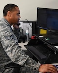 Staff Sergeant LeWillie Neal, 2nd Force Support Squadron NCO in charge of outbound assignments, assists a client virtually at Barksdale Air Force Base, La., May 21, 2020. The outbound assignments team has processed orders for over 500 Airmen in the midst of COVID-19. (U.S. Air Force photo by Senior Airman Christina Rios)