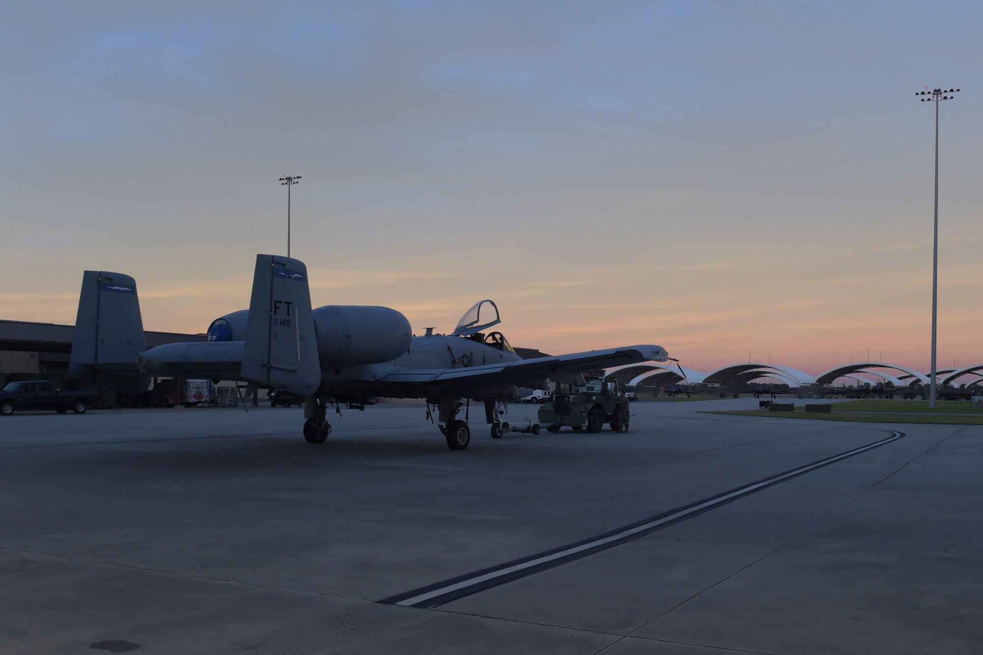 Photo of aircraft taxiing on a flight line