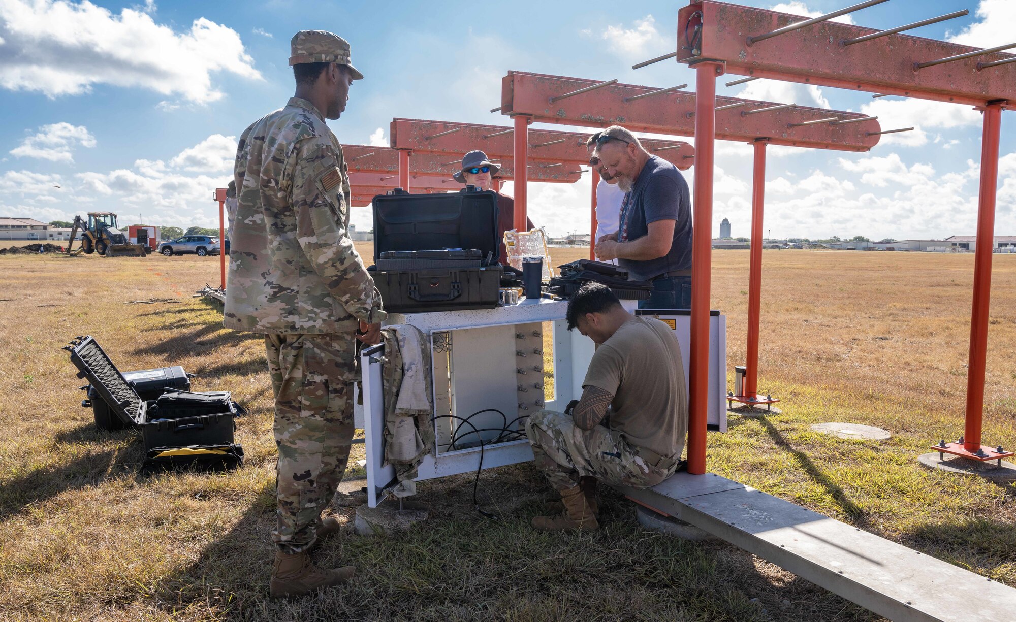 Members from the RAWS and 502nd Civil Engineering team worked tirelessly to fix the damaged localizer shelter in record time resulting in zero missed training sorties.