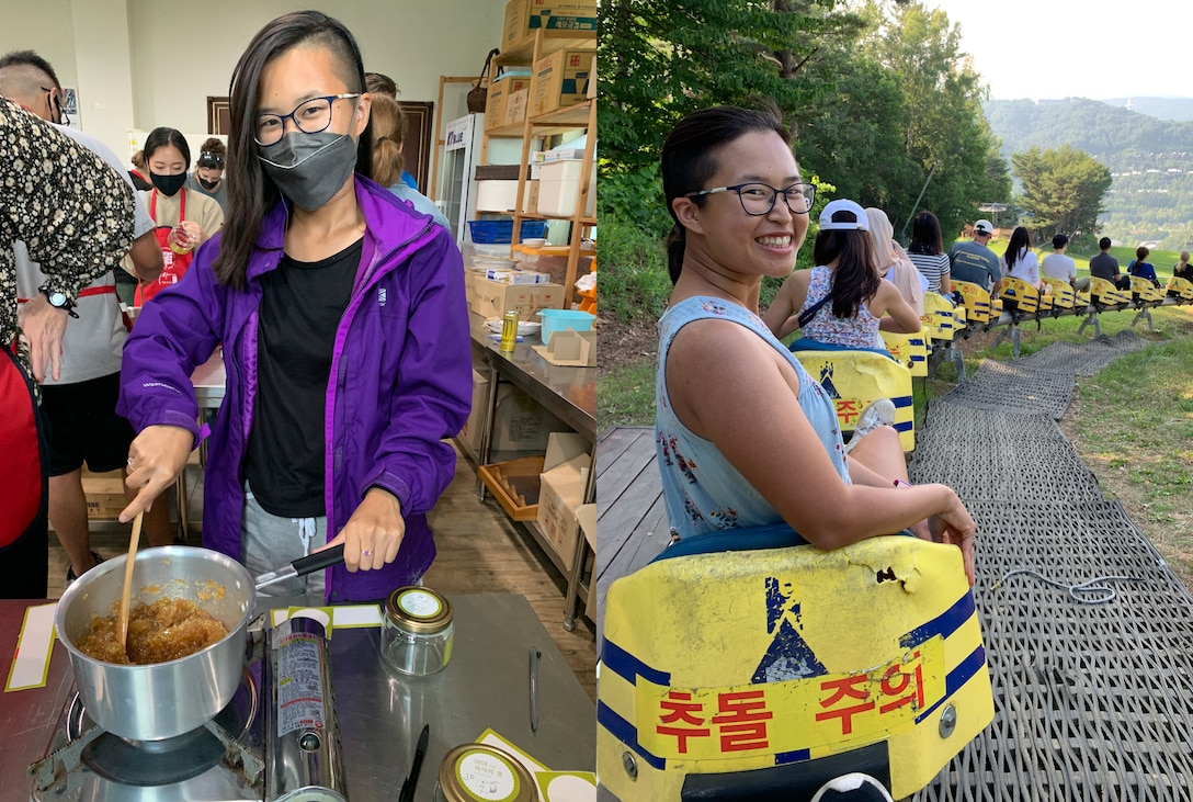 Lauren Wougk, a Department of Army intern, enjoys excursions during the weekends in Korea – making apple jam at an apple winery and a mountain coaster in Yongpyong during her intern rotation at the U.S. Army Corps of Engineers, Far East District. Wougk recently completed her intern rotation at the Far East District. (Courtesy photo)