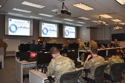 Airmen of the New York Air National Guard’s 152nd Air Operations Group run weapon system checks and review the command and control air tasking cycle at Hancock Air National Guard Base, N.Y., Sept. 27, 2022, to prepare for a drill weekend. The 152nd will help the Air Force Research Laboratory in Rome, N.Y., develop new computer command and planning systems.