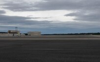 A photo of an empty flightline.