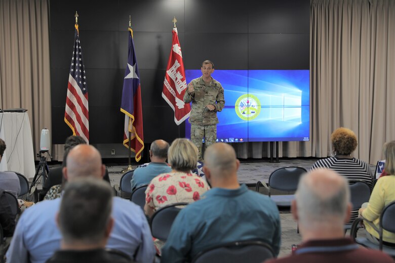 U.S. Army Corps of Engineers (USACE) Galveston District Commander Col. Rhett A. Blackmon brings employees up to speed on the events leading into the new fiscal year during a townhall meeting, September 29.

Having officially taken command back in July, Blackmon shared his insights on learning about all the different projects, meeting with non-federal partners, and getting to know the District during his first two months at Galveston.