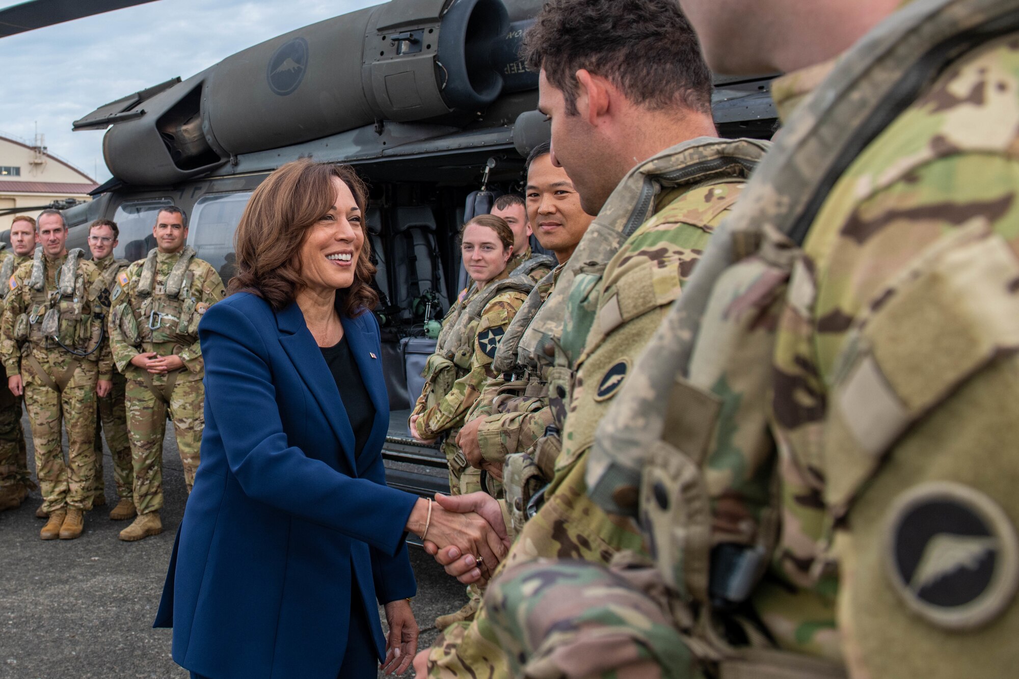 Vice President Harris greets troops