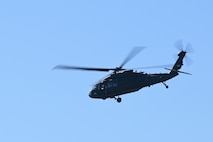 A Louisiana National Guard UH-60 Black Hawk helicopter departs a Louisiana Army National Guard Aviation Support Facility in Hammond, Louisiana, to assist with Hurricane Ian response efforts in Florida Sept. 28, 2022. At the request of the Florida Department of Emergency Management, the LANG is deploying personnel and equipment to help the Florida National Guard respond to the hurricane.