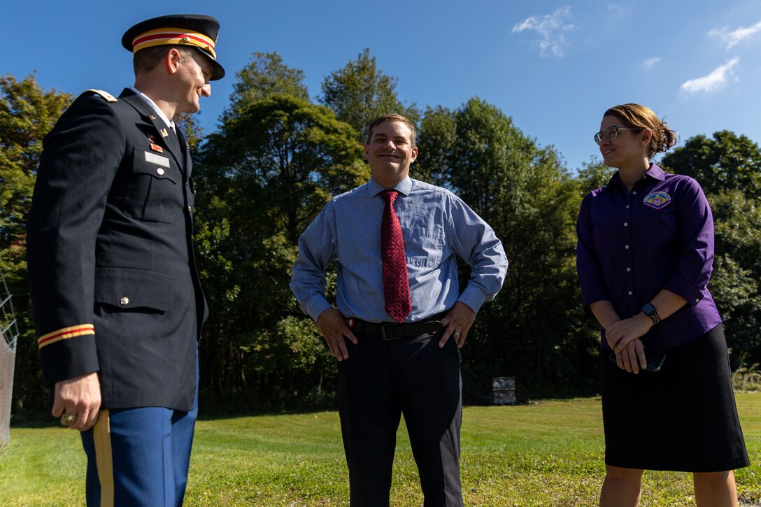 On Sept. 20, 2022, the U.S. Army Corps of Engineers Pittsburgh District hosted a project dedication ceremony marking the completion of the National Pike Water Authority (NPWA) storage tank project in Henry Clay Township in Fayette County, Pennsylvania. In partnership with the NWPA, the district designed and constructed an additional 330,000-gallon steel-elevated water tank to meet expanding water-supply needs and increase potable water supply for residents living in four Fayette County municipalities. The water tank project is the first of a multiphase program aimed at increasing public water access to Laurel Highlands-region residents who currently get their potable water from wells or public watering points. (U.S. Army Corps of Engineers photo by Andrew Byrne)