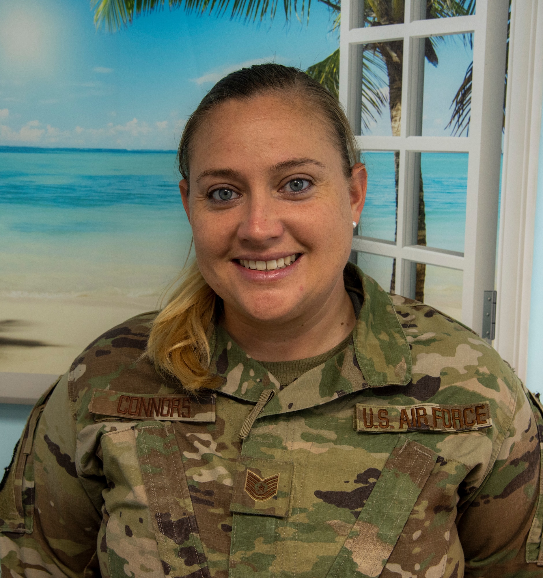 U.S. Air Force Tech. Sgt. Michelle Connors, 332d Expeditionary Medical Squadron mental health technician in her office at an undisclosed location in Southwest Asia, Sept. 9, 2022. Connors is one of the professionals responsible for suicide prevention and other mental healthcare at the 332d Air Expeditionary Squadron. (U.S. Air Force photo by: Tech. Sgt. Jim Bentley)