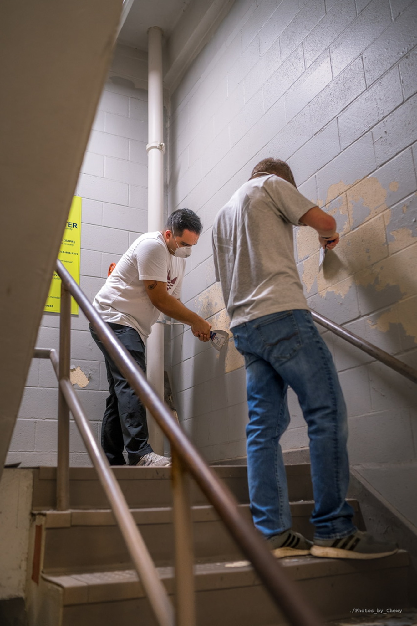 As part of their Wingman Day, 390 COS members cleaned and painted the entry way to the JBSA-Lackland Integrated Response Center.