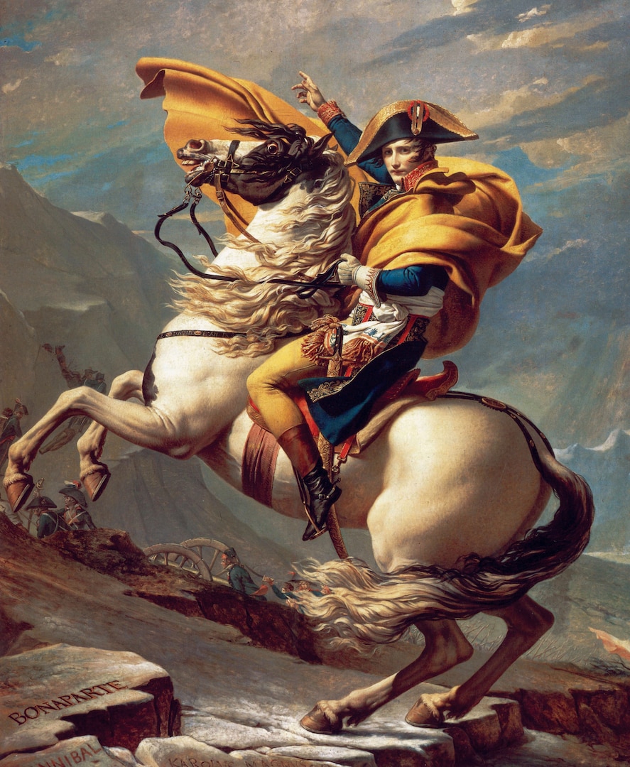 Napoleon Crossing the Alps by Jacques-Louis David, 1805 (Chateau de Malmaison)