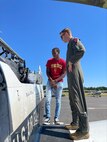 Lt. Col. Michael Castlen, the 12th TRS commander, introduces Tuskegee University student Bryce Stephens to the T-6 Texan. (Courtesy Photo)