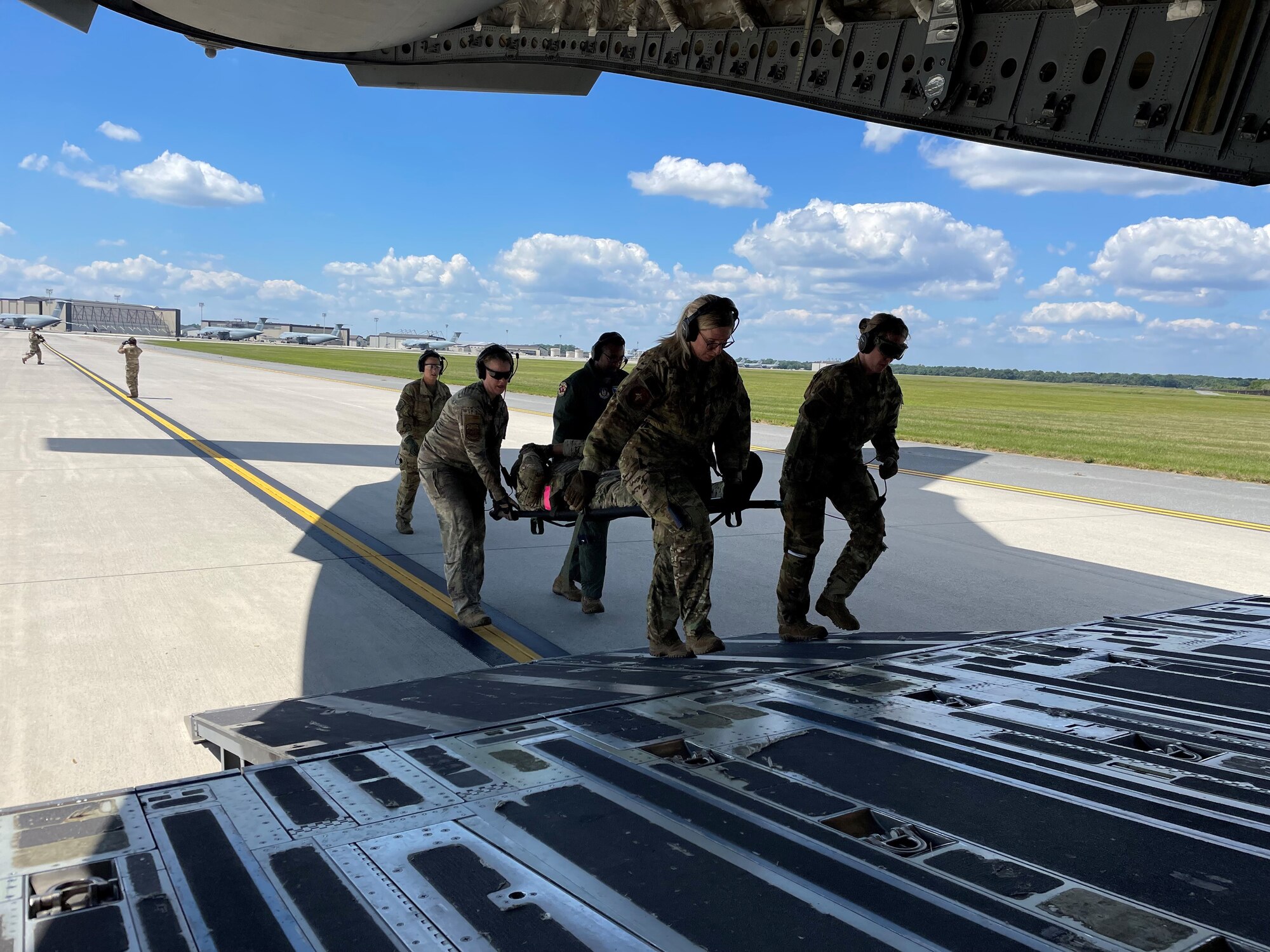 The 459th Aeromedical Evacuation Squadron recently held an innovative exercise that included its sister medical organizations, AMDS and ASTS, as well as the 459th Security Forces Squadron to practice organizational interface, exercise unregulated patient movement, and utilize member Tactical Combat Casualty Care skills on Aug. 31, 2022.