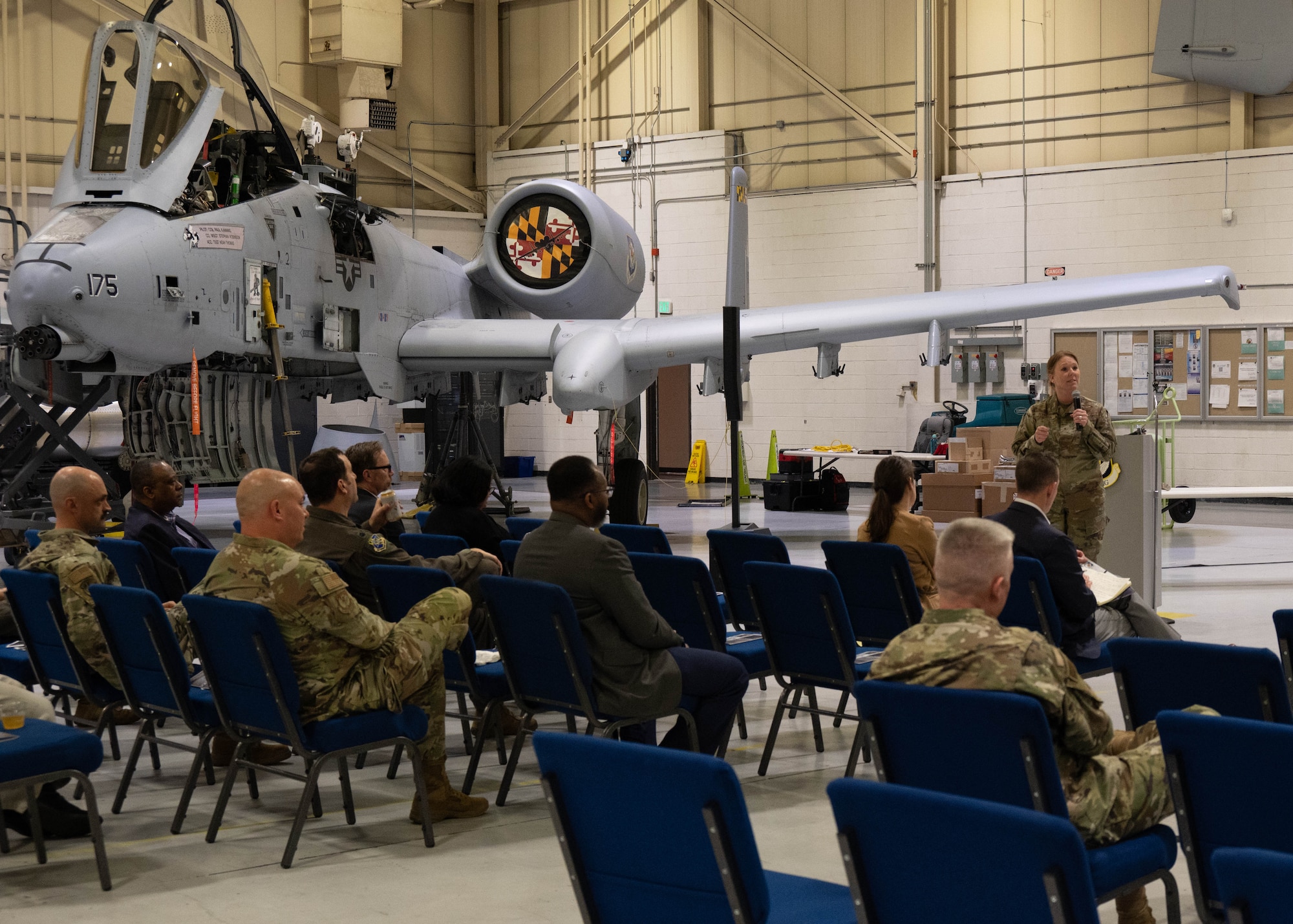 Leadership from the Maryland Air National Guard host civic leaders at Martin State Air National Guard Base, Middle River, Maryland, March 31, 2023.