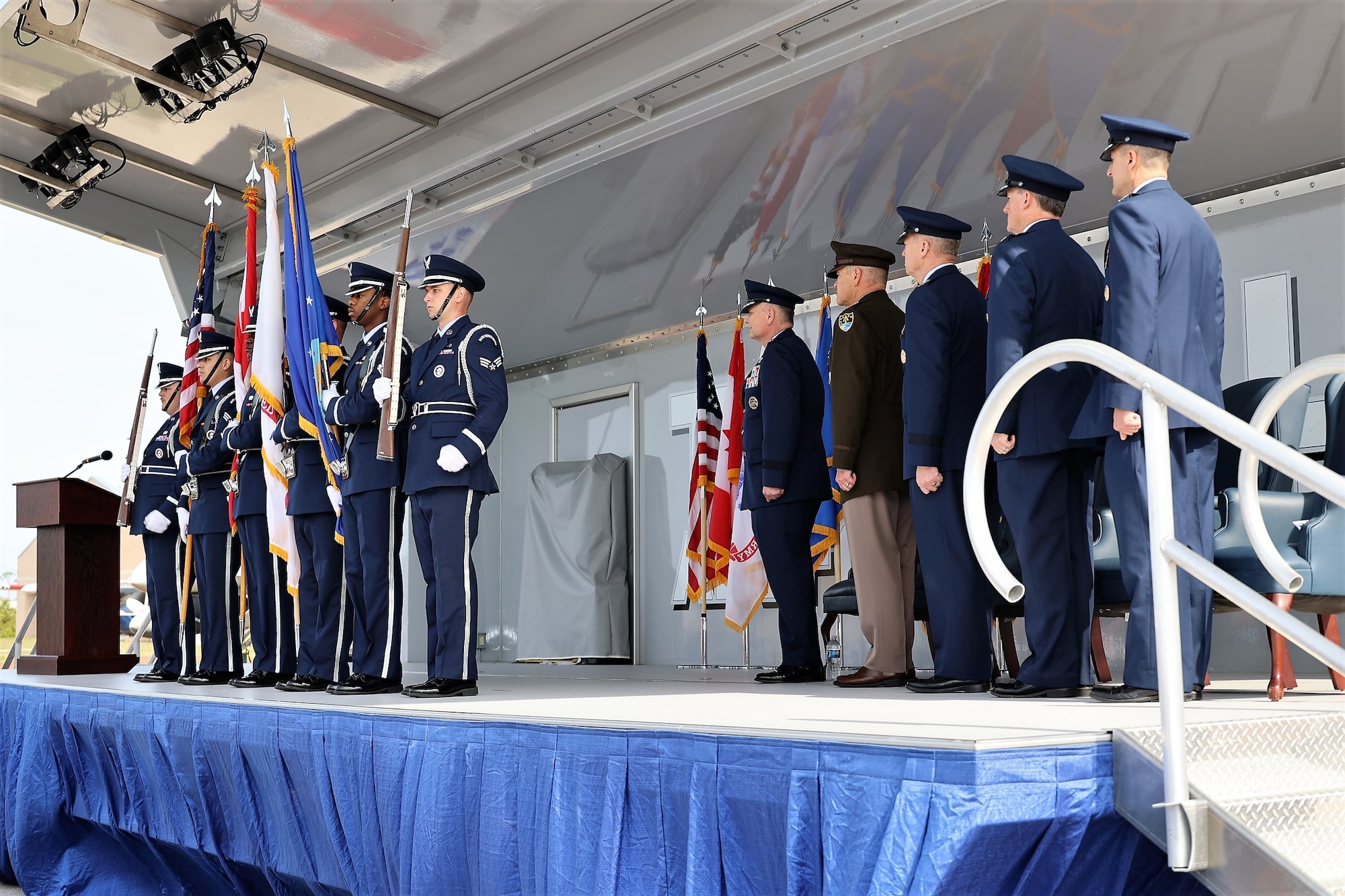 Leadership of the Continental U.S.  North American Aerospace Defense Command Region – First Air Force (Air Forces Northern and Air Forces Space) changed hands during a change of command ceremony, March 31,2023 at Tyndall AFB, Fla. Gen. Steven S. Nordhaus assumed command of CONR-1AF (AFNORTH & AFSPACE) from Lt. Gen. Kirk S. Pierce.  Gen. Glen D. VanHerck, commander of NORAD and U.S. Northern Command, Gen. James H. Dickinson, commander of U.S. Space Command, and Gen. Mark D. Kelly, commander of Air Combat Command, presided over the ceremony.