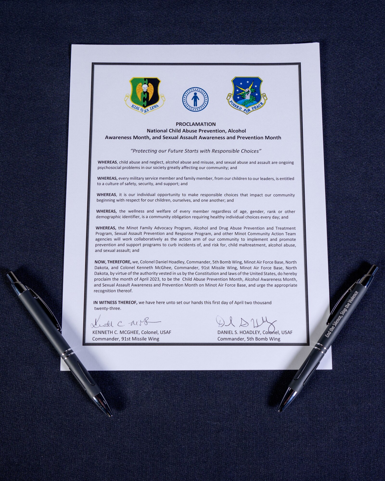Team Minot leaders sign violence prevention proclamation