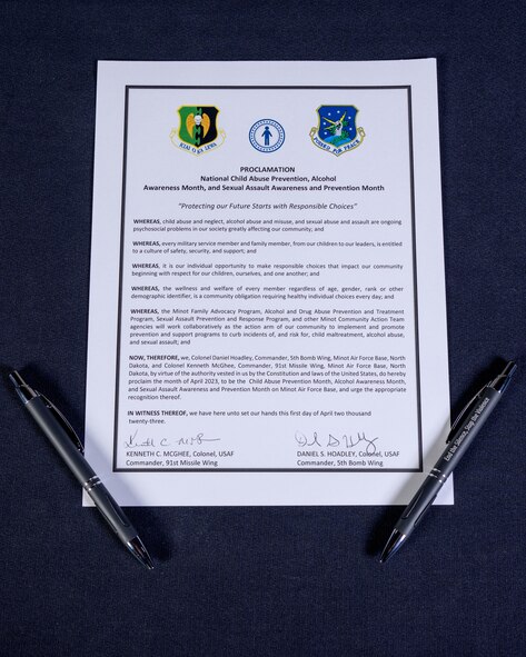 Team Minot leaders sign violence prevention proclamation