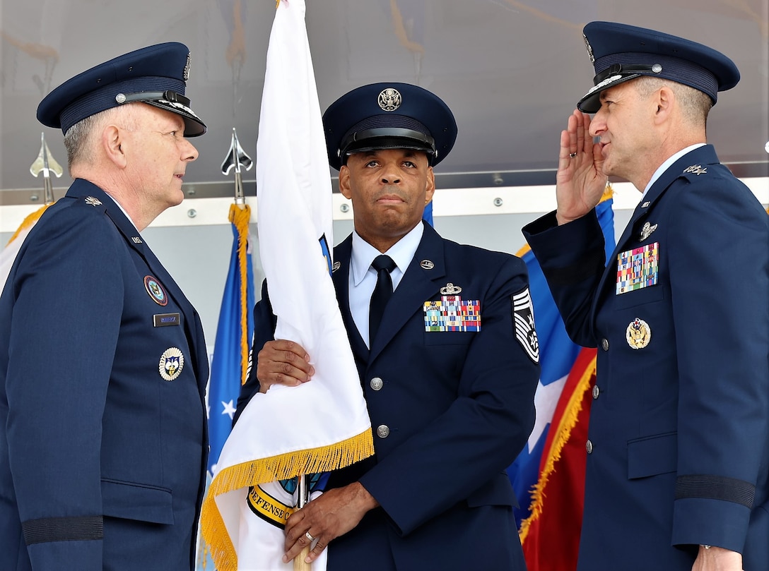U.S. Air Force Lt. Gen. Steven S. Nordhaus, commander, Continental U.S. North 
American Aerospace Defense Command Region -- First Air Force (Air Forces 
Northern and Air Forces Space) prepares to accept the CONR guidon from Gen. 
Glen VanHerck, commander, North American Aerospace Defense Command and U.S. 
Northern Command, during a Change of Command ceremony March 31, 2023, Tyndall 
AFB, Fla. VanHerck, along with Gen. James H. Dickinson, commander, U.S. Space 
Command, and Gen. Mark Kelly, commander, Air Combat Command, officiated the 
CONR-1 AF (AFNORTH & AFSPACE) Change of Command.