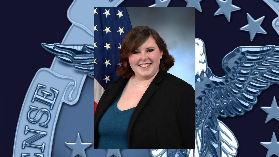 Professional portrait of female with flag in the background