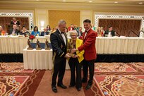 Mrs. Karen Mayne receives the Bronze Minuteman Award