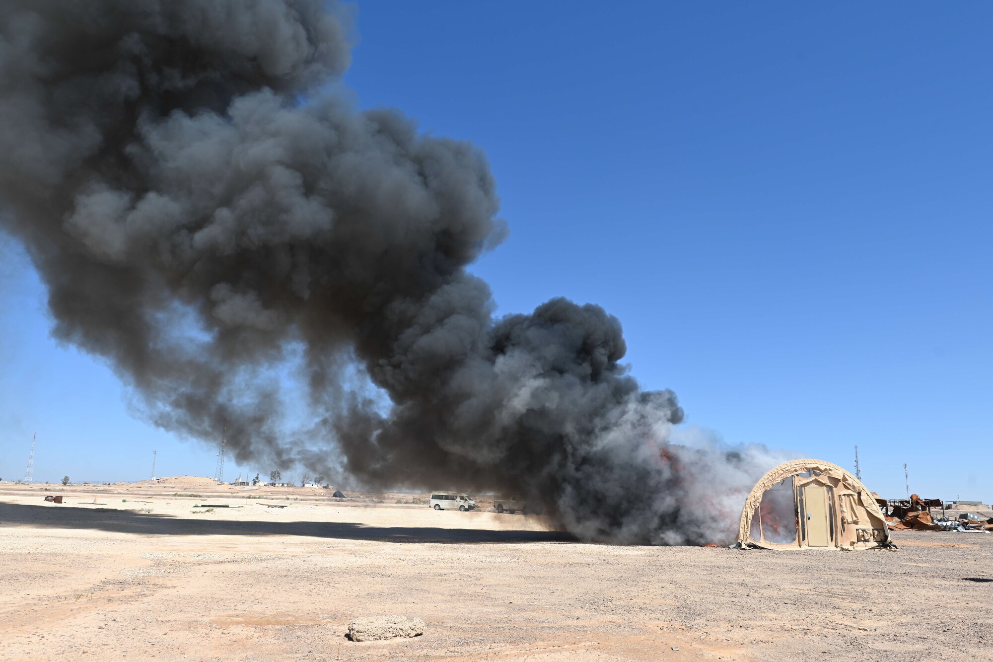 OAS IV is a twice-annual exercise hosted by Ninth Air Force (Air Forces Central) to enhance Agile Combat Employment capabilities and strengthen regional partnerships.  Members from multiple squadrons helped set up a temporary camp where Airmen were stationed while executing real world missions.