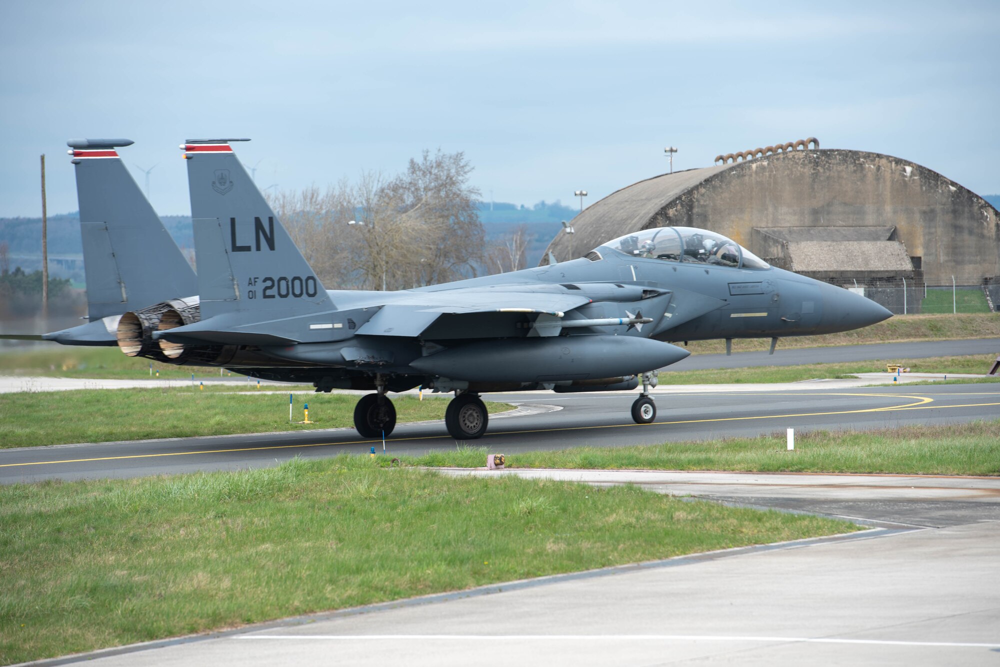 An aircraft departs.