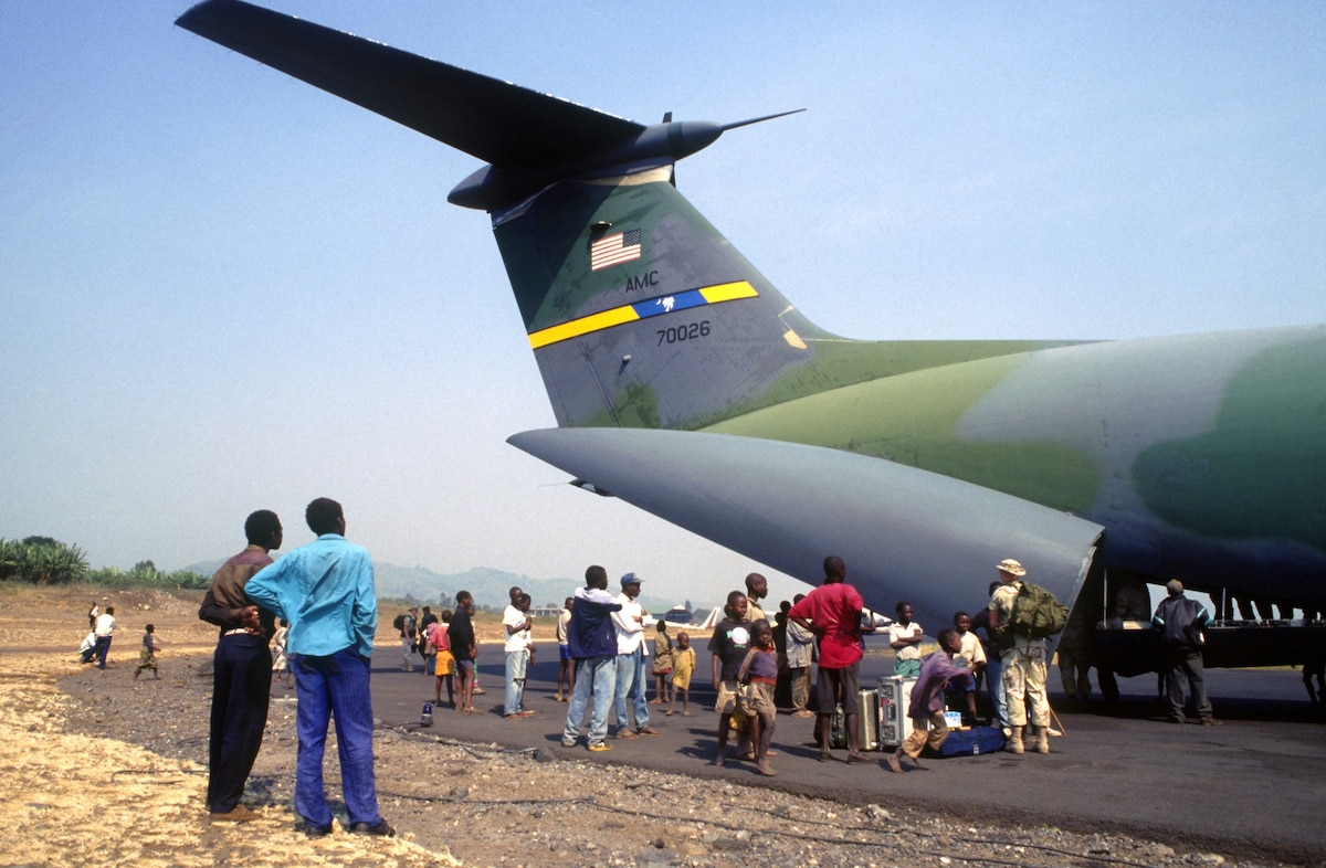 In 1994, Air Force Reserve airlift and air refueling aircrews participated in Operation Support Home, the humanitarian relief mission to aid Rwandan refugees.