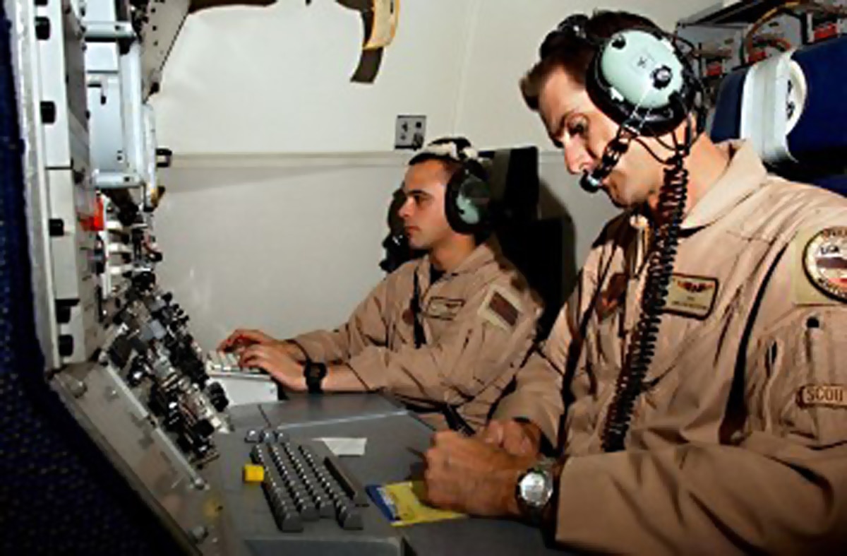 Air Force Reservists from a variety of career fields responded to the terrorist attacks on New York City and Washington D.C. on Sept. 11, 2001. Here, Reservists from the 970th Airborne Air Control Squadron conduct a mission.