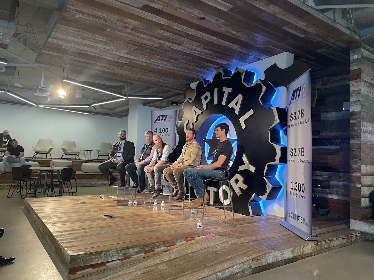 "Tech Startup Warriors: Innovating for National Security" ATI-Hosted Symposium at Capital Factory, SXSW 2023, Austin, Texas

Pictured (L to R): Dr. Bryson Reynolds (DoD OSBP (Moderator)), Tom Marlow (Managing Director at Dark Wolf Solutions), Alex Gorsuch (Co-Founder and CTO of Ascent Integrated Tech), Matthew Arnow (Head of Public Sector Solutions at Tidelift), Will Wilder (Founder and CEO of Wilder Systems)