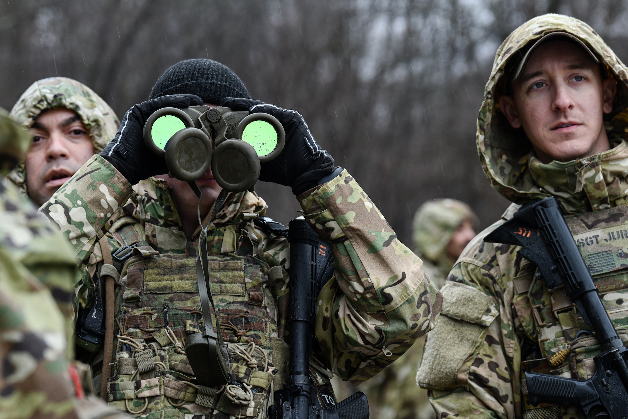 Reserve Citizen Airmen assigned to the 459th Security Forces Squadron, Joint Base Andrews, Maryland, practice range estimation on March 17, 2023, at Camp James A. Garfield Joint Military Training Center, Ohio.