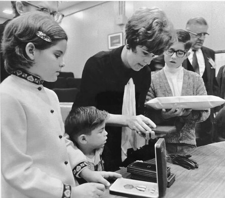 Kathleen at LA AFB receiving her husband’s awards and decorations after his passing.