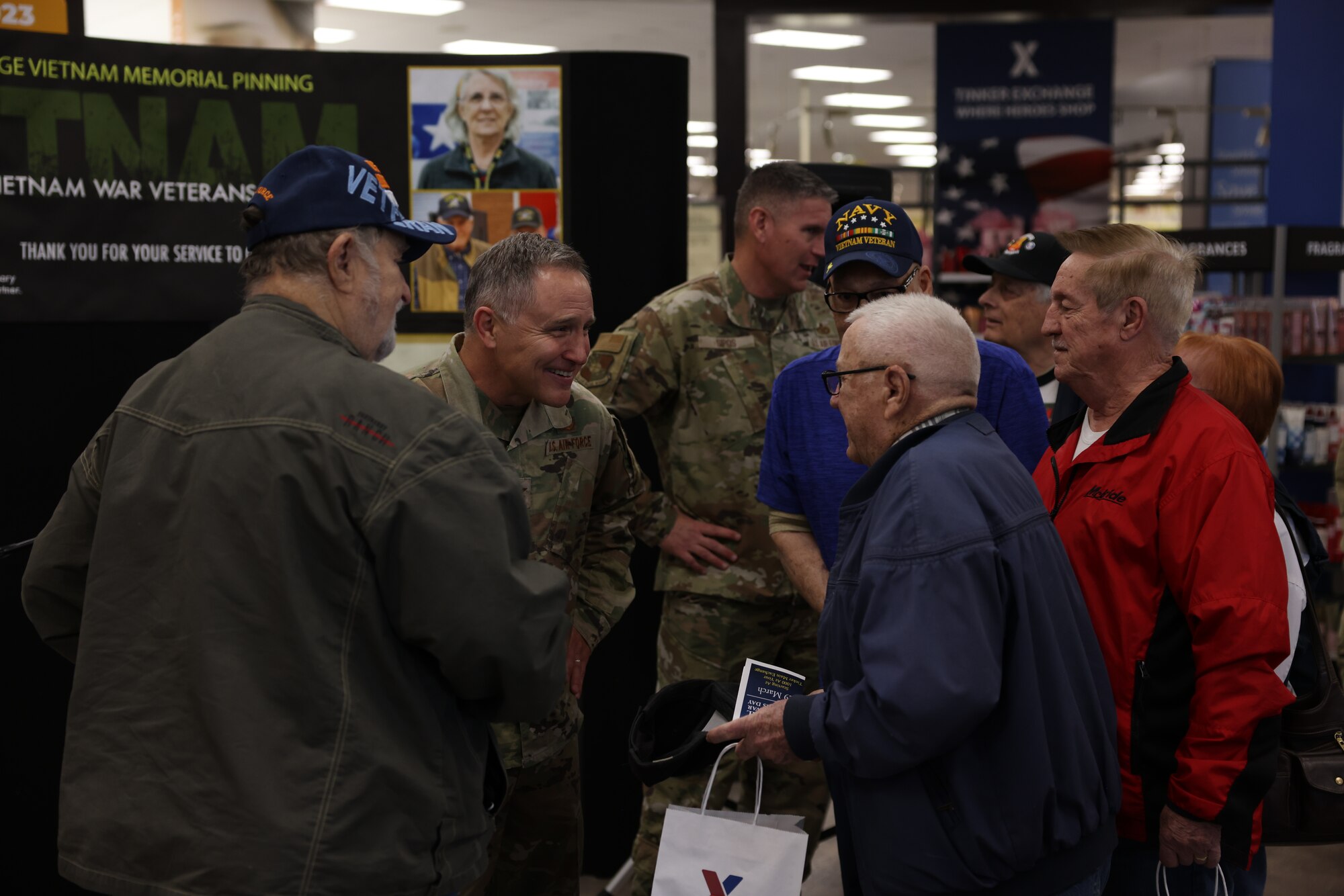 Col. Giles and Chief Master Sgt. Sipos greet Vietnam Veterans