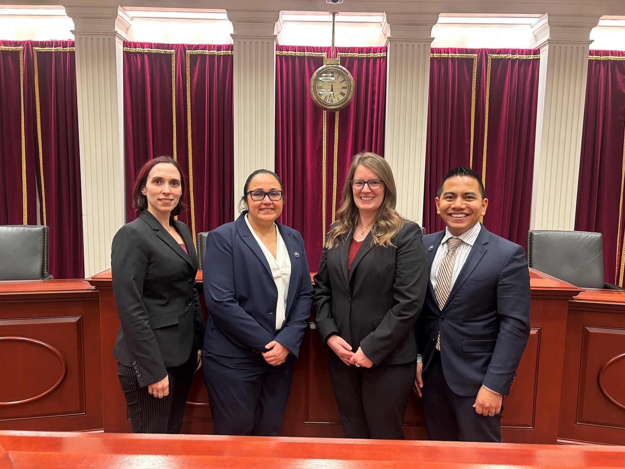 Members of Air Command and Staff College's Schriever Space Scholars at the Manfred Lachs Space Law Moot Court competition, March 17, 2023, in Washington, D.C. This year's competition focused on the use of anti-satellite weapons and lasers in space for their fictional court cases. The group of Guardians defeated 15 other teams, most of which consisted of rising legal professionals. (Courtesy photo)