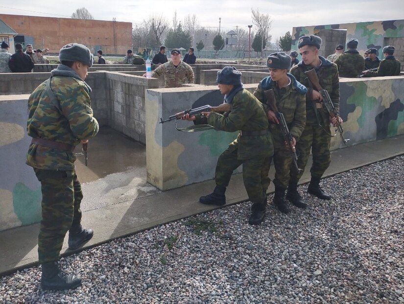 Virginia National Guard Soldiers conduct an infantry tactics exchange and countering unmanned air systems exchange with the Republic of Tajikistan March 7-11, 2022, in Dushanbe, Tajikistan. They were conducted in support of the Department of Defense’s State Partnership Program, in which Virginia and Tajikistan have been partners since 2003. (Courtesy) (Courtesy)