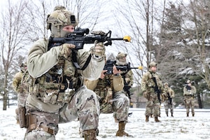 Reserve Citizen Airmen assigned to the 459th Security Forces Squadron, Joint Base Andrews, Maryland, practice range estimation on March 17, 2023, at Camp James A. Garfield Joint Military Training Center, Ohio.