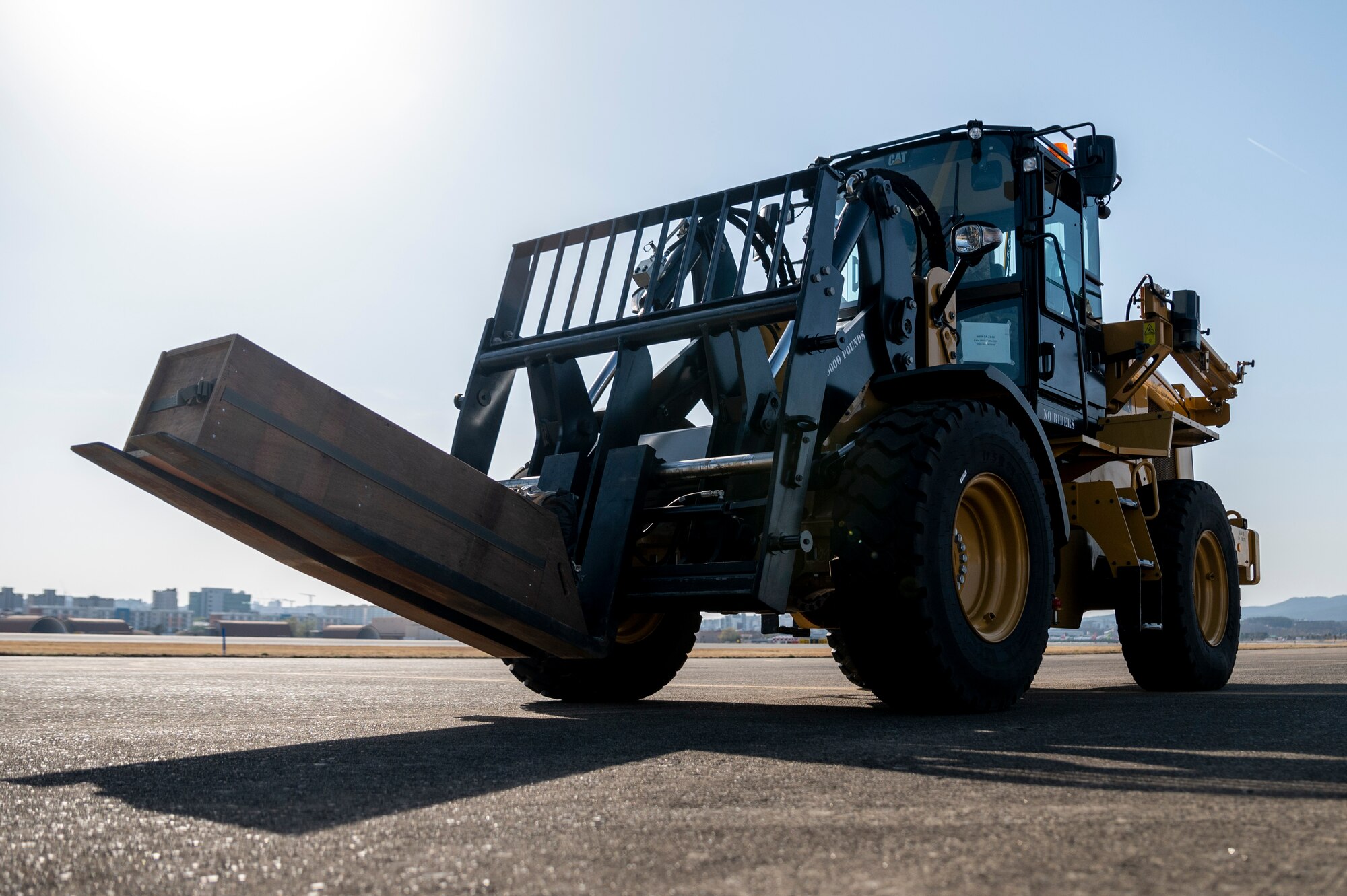 A U.S. Airman assigned to the 1st Special Operations Squadron uses a forklift to load cargo onto an aircraft in preparation of Freedom Shield 23 (FS23) at Daegu Air Base, Republic of Korea, Mar. 13, 2023.