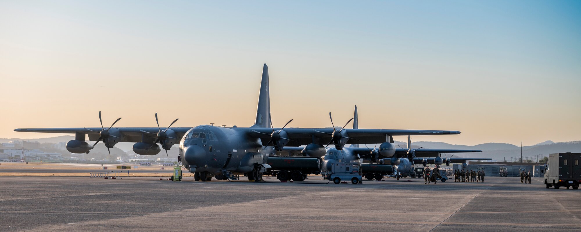 U.S. MC-130J Commando II’s from the 1st Special Operations Squadron (1st SOS) are inspected after a flying mission in support of Freedom Shield 23 at Daegu Air Base, Republic of Korea, Mar. 14, 2023.