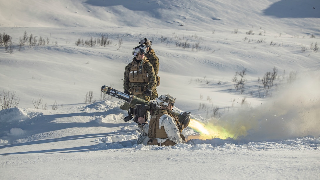 U.S. Marines with 3rd Battalion, 2d Marine Regiment, 2d Marine Division, fire an M3E1 multipurpose anti-armor anti-personnel weapon system during a live-fire range while deployed with Marine Rotational Forces Europe (MRF-E) 23.1 in Setermoen, Norway, April 2, 2023.