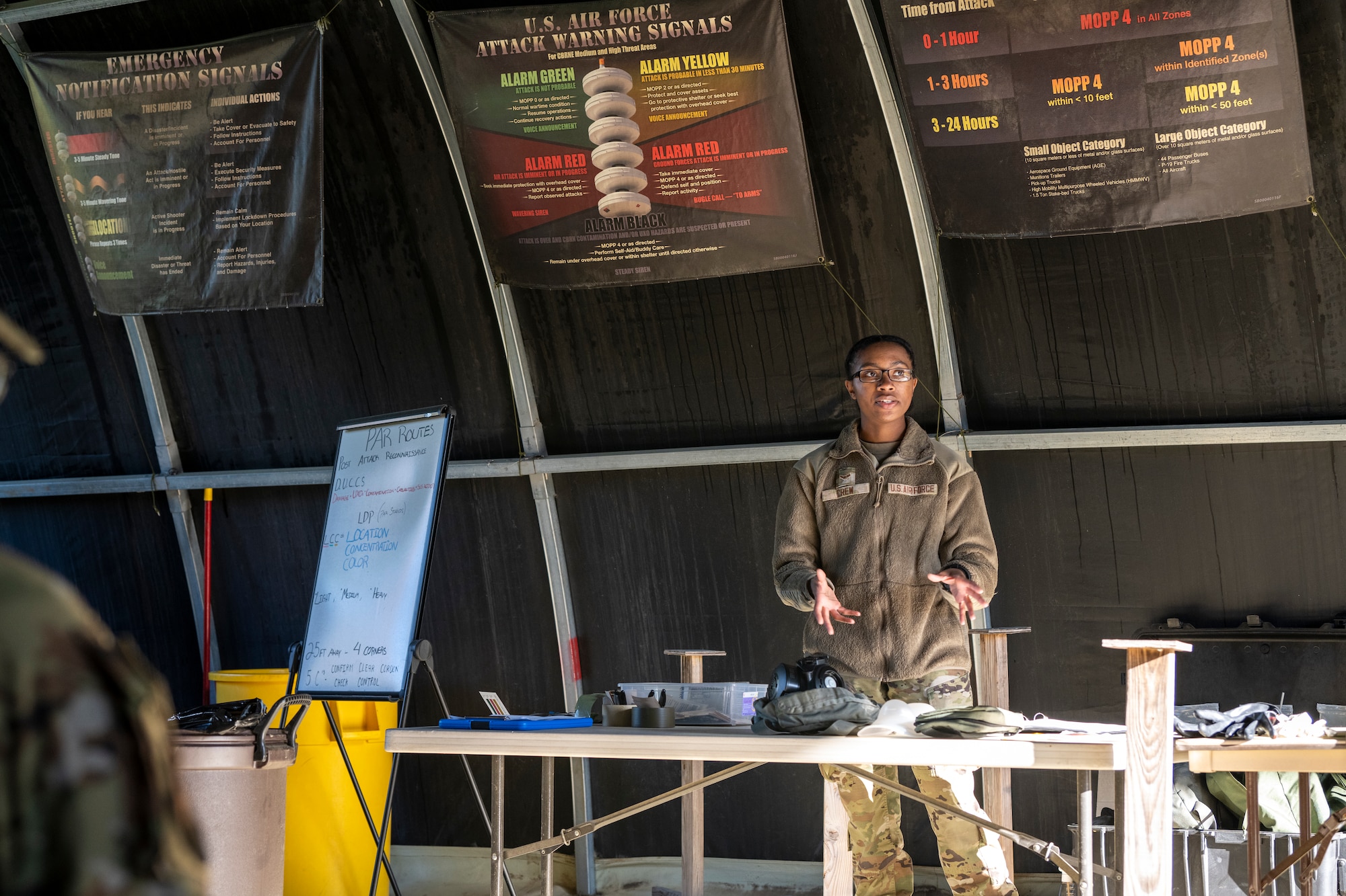 A Chemical, Biological, Radiological and Nuclear instructor teaches a class for deployers