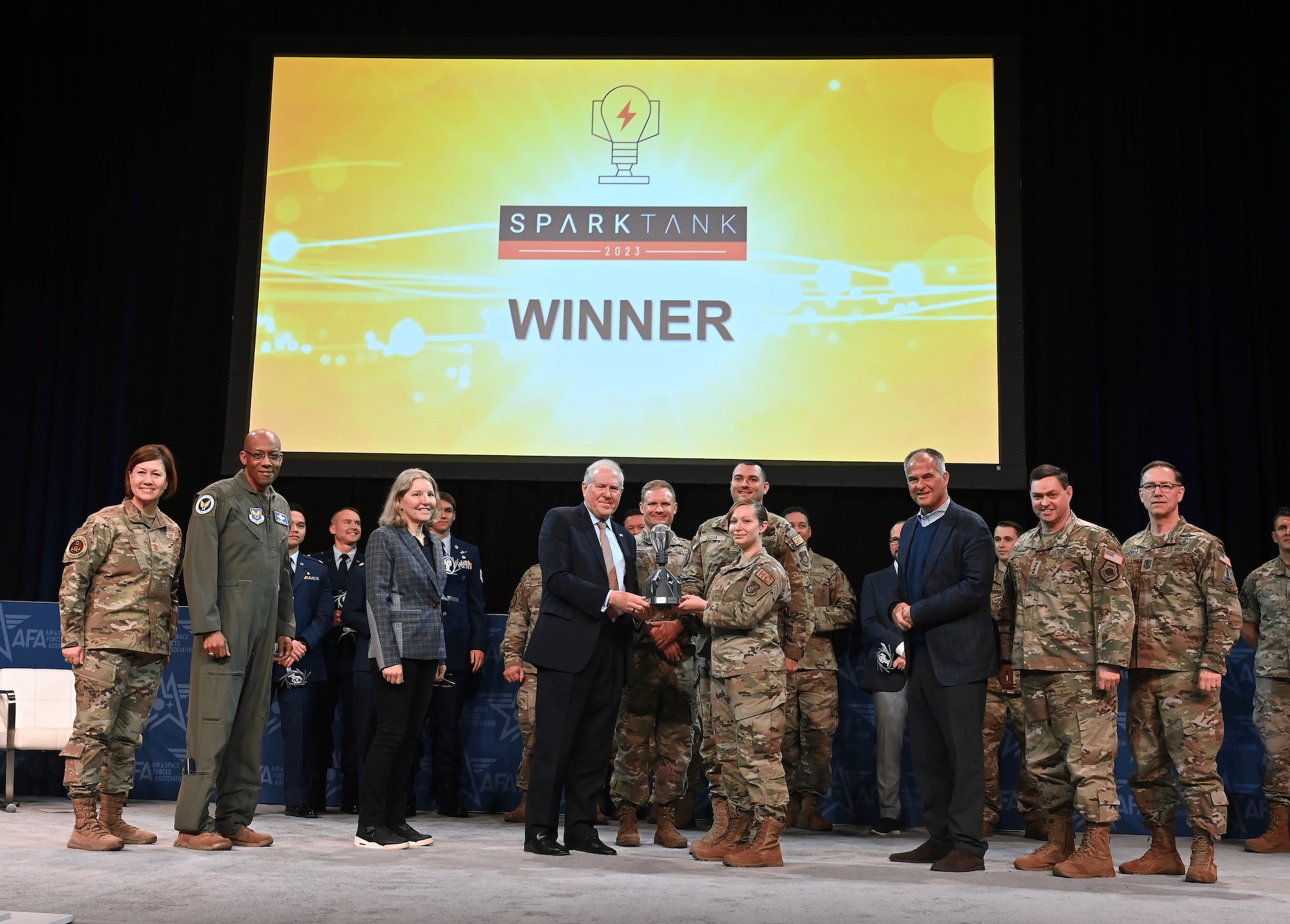 a photo of an awards presentation