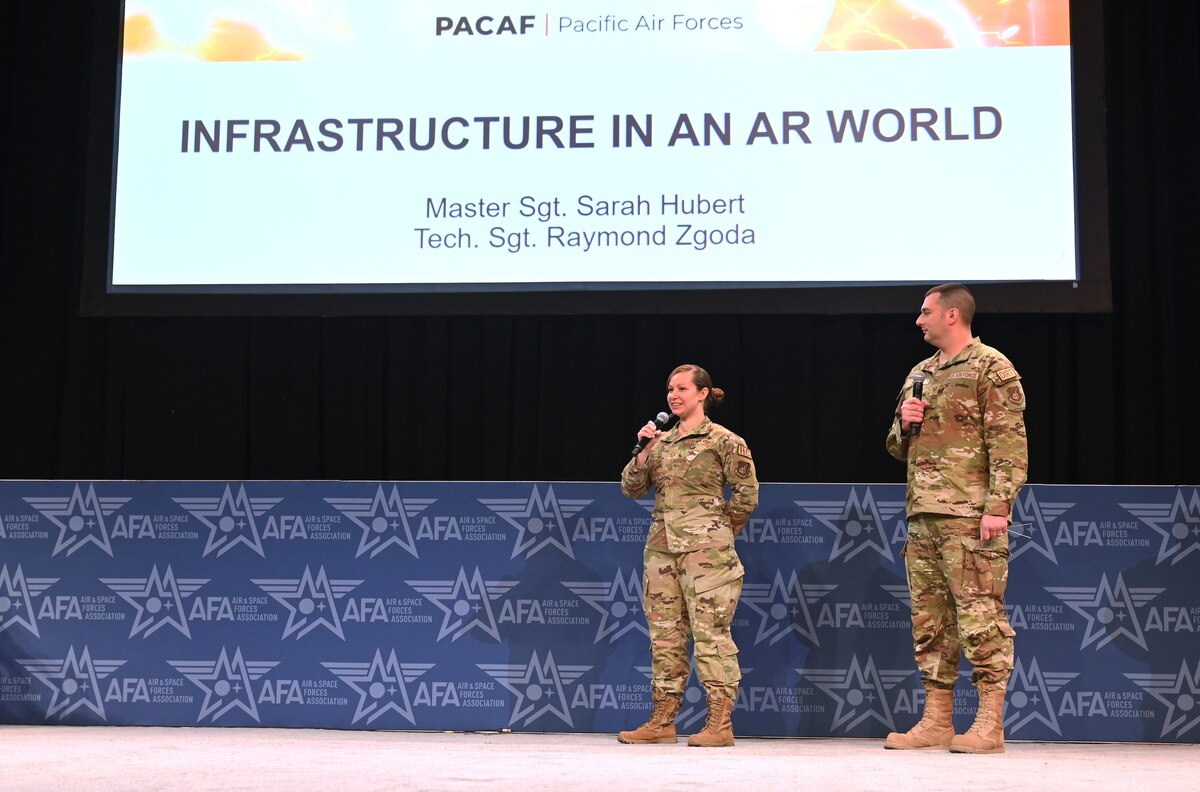 A photo of Airmen presenting