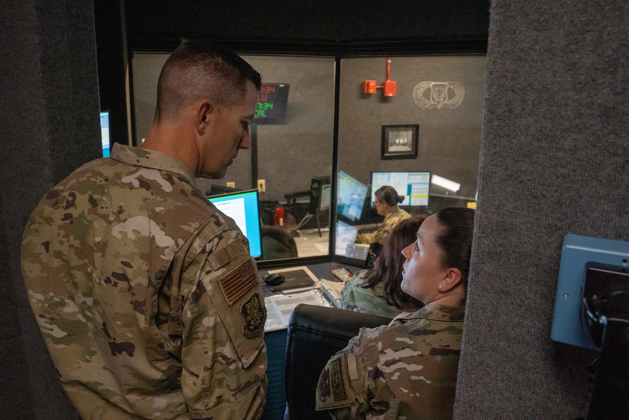 U.S. Air Force Col. Billy Pope, 81st Training Wing commander, tours the command post training area during the 81st Training Group Immersion Tour at Cody Hall on Keesler Air Force Base, Mississippi, April 4, 2023.